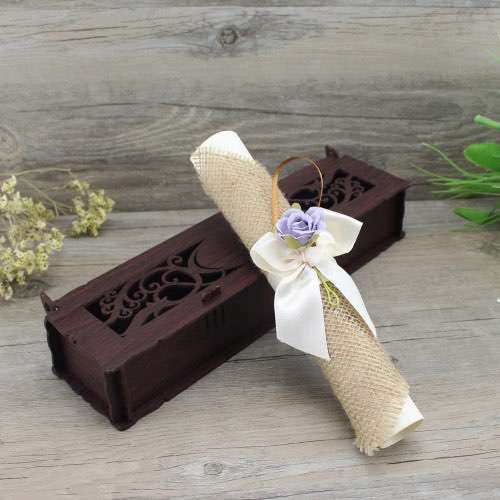 Black Wooden Box Invitation Card Customized Engraved Text